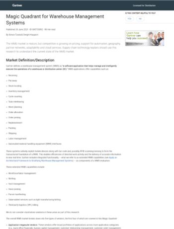 Mecalux incluida en el informe mundial de Gartner sobre sistemas de gestión de depósitos Mecalux incluida en el informe mundial de Gartner sobre sistemas de gestión de depósitos