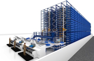 La estación de picking de alto rendimiento puede integrarse con el Sistema Shuttle para agilizar la preparación de pedidos